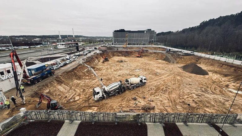 Construction site aerial view